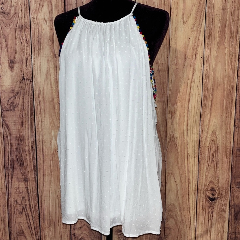 Maurices White Summer Top with Multicolor Trim
